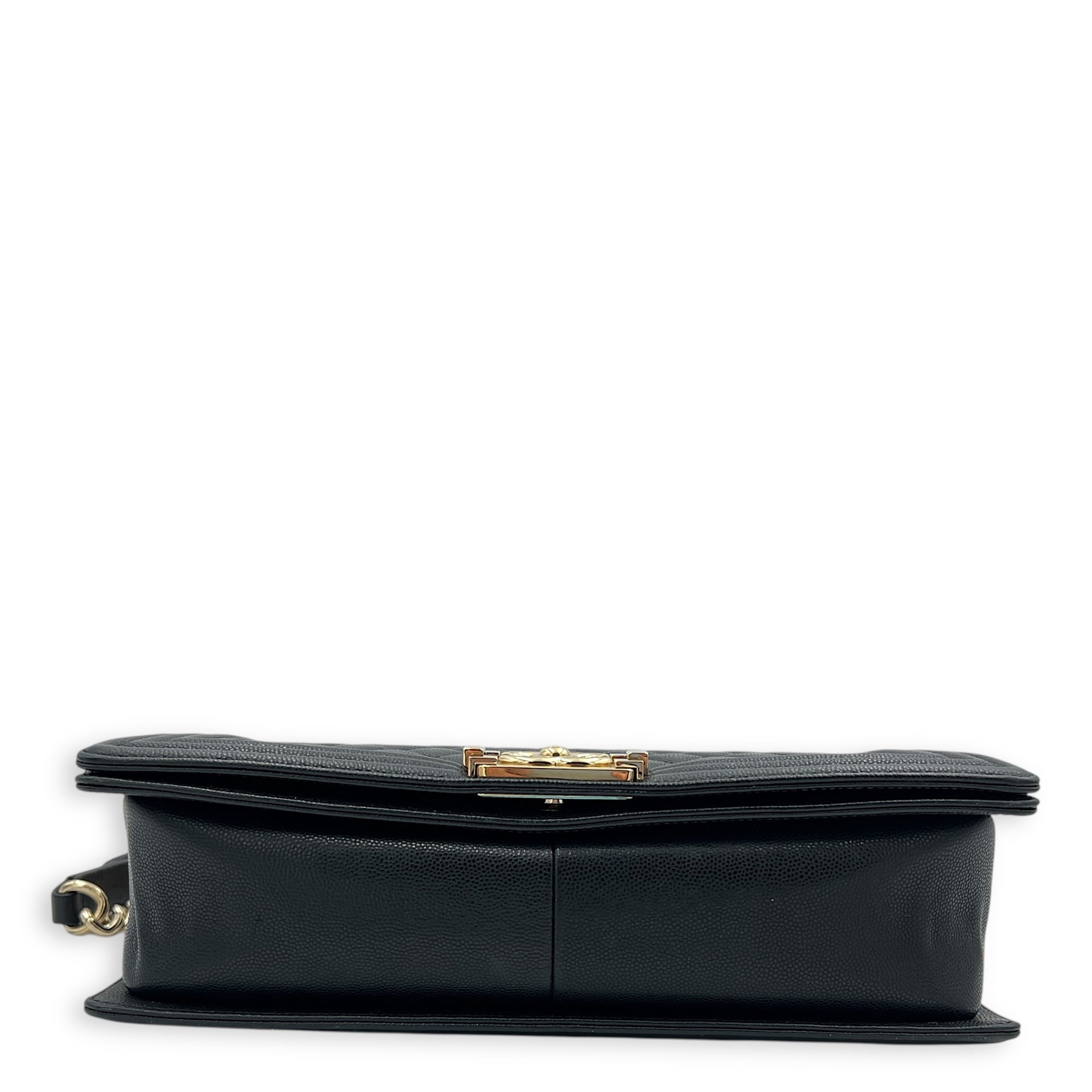 Boy Crossbody Bag Medium Black in Caviar Leather, Gold hardware