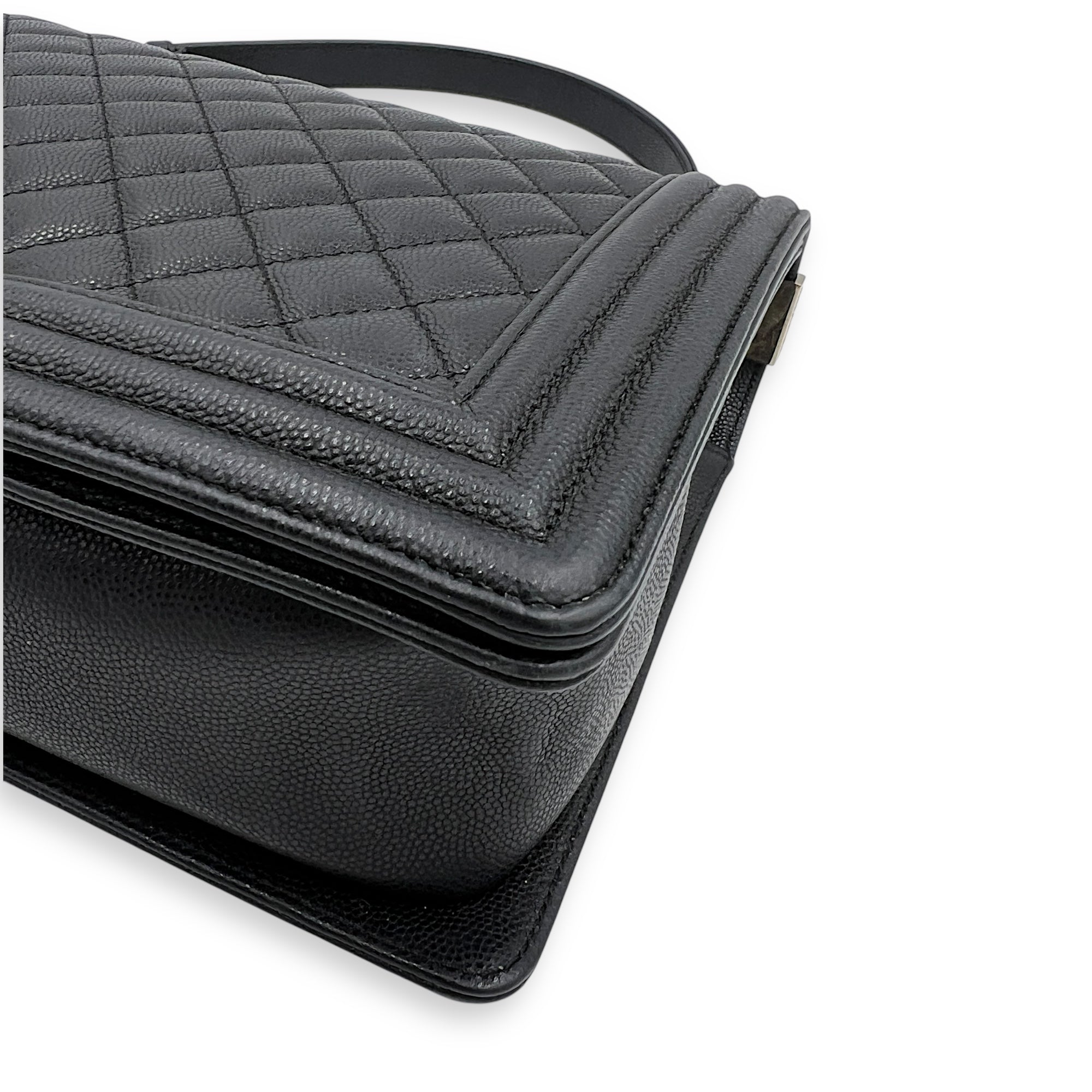 Boy Crossbody Bag Medium Black in Caviar Leather, Gold hardware