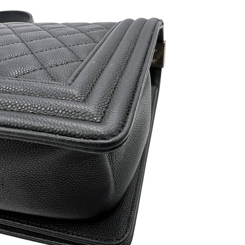 Boy Crossbody Bag Medium Black in Caviar Leather, Gold hardware