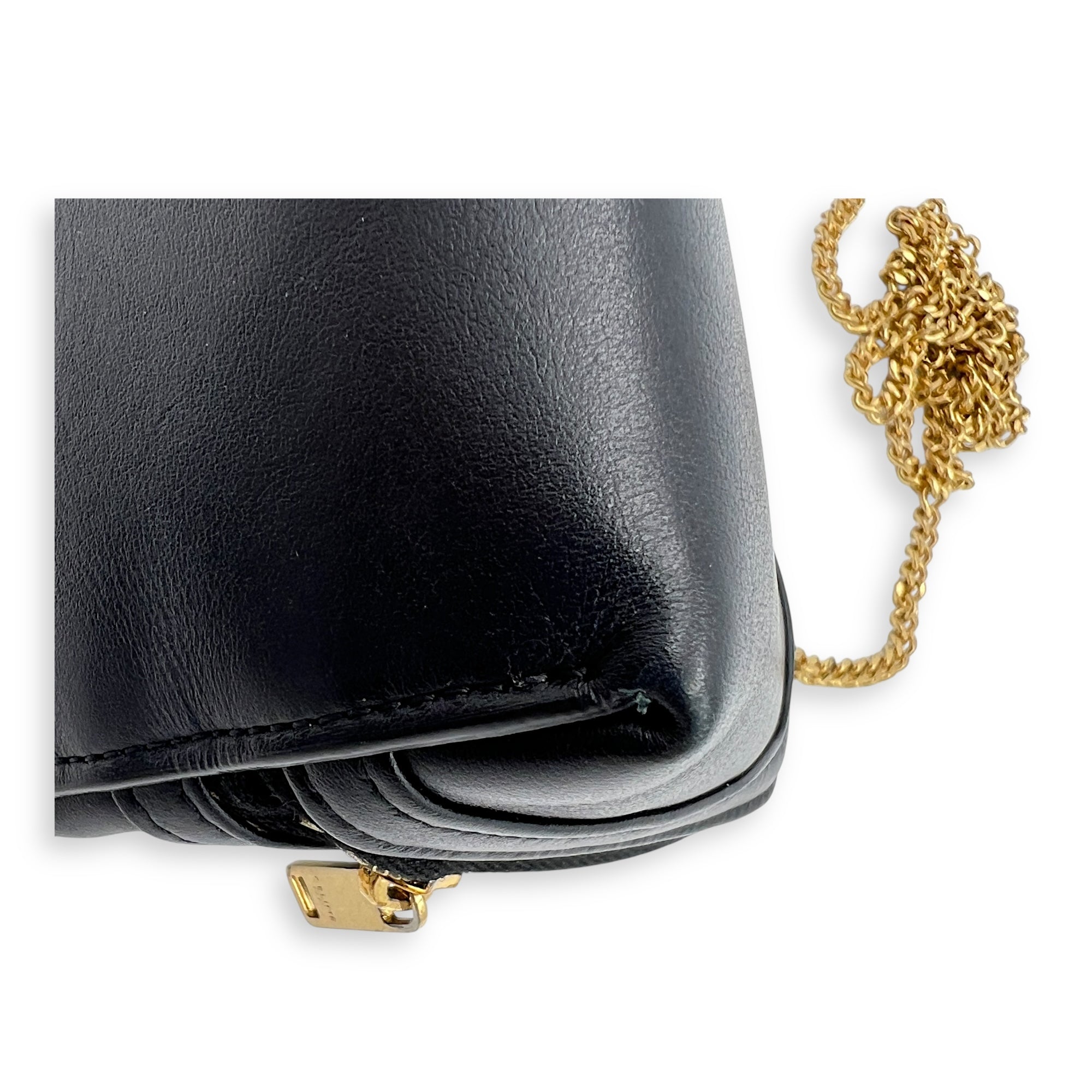 Triomphe Crossbody Bag Black in Calfskin, Gold hardware