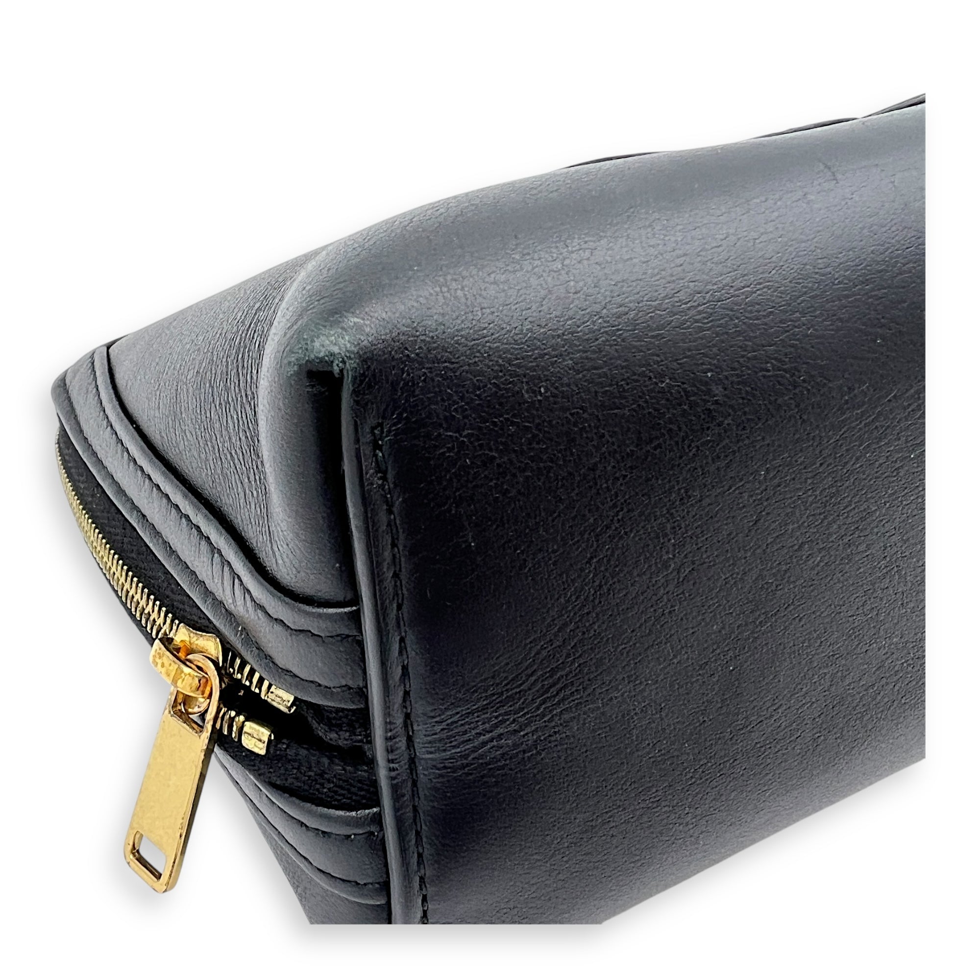 Triomphe Crossbody Bag Black in Calfskin, Gold hardware