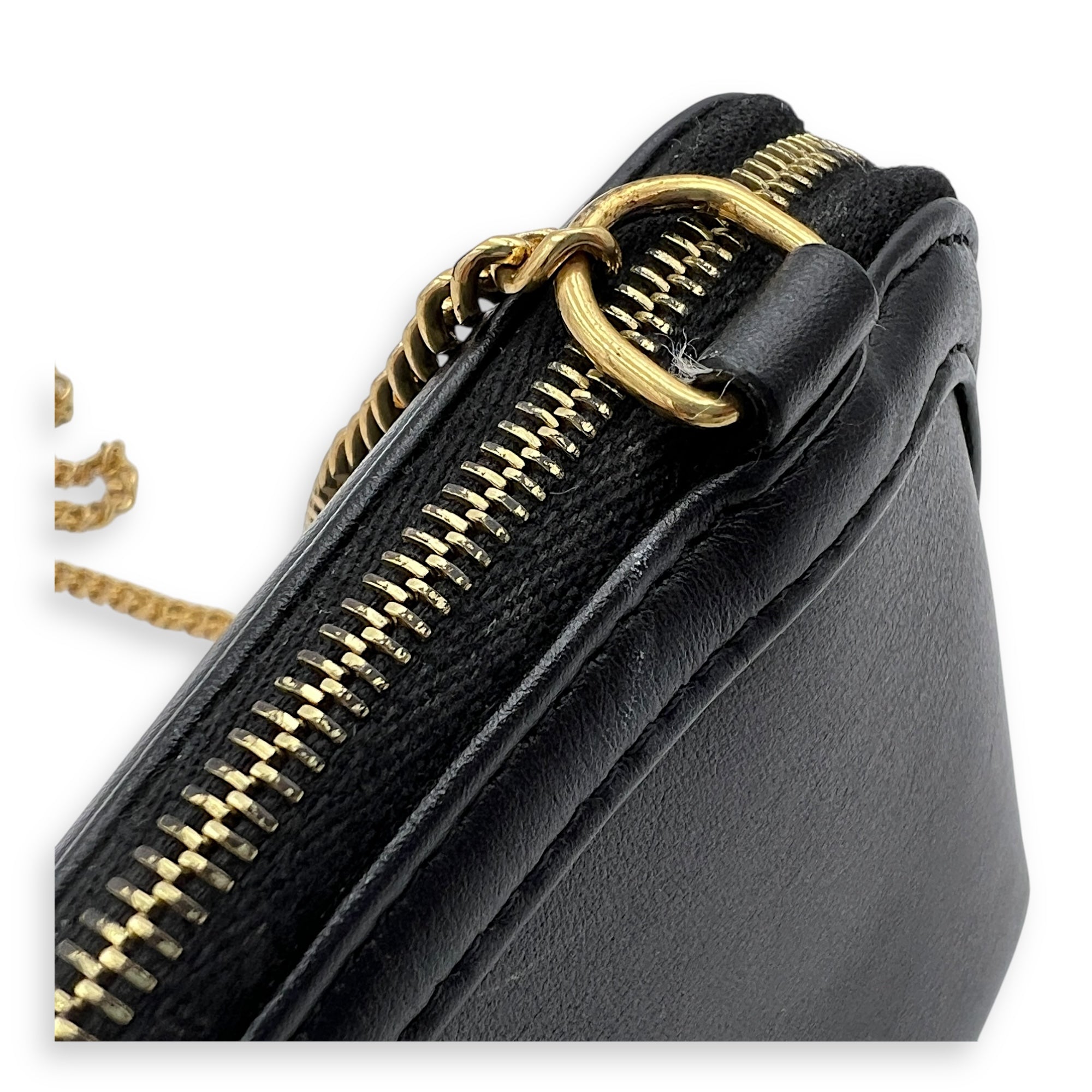 Triomphe Crossbody Bag Black in Calfskin, Gold hardware