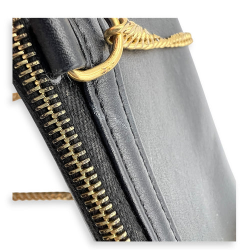 Triomphe Crossbody Bag Black in Calfskin, Gold hardware