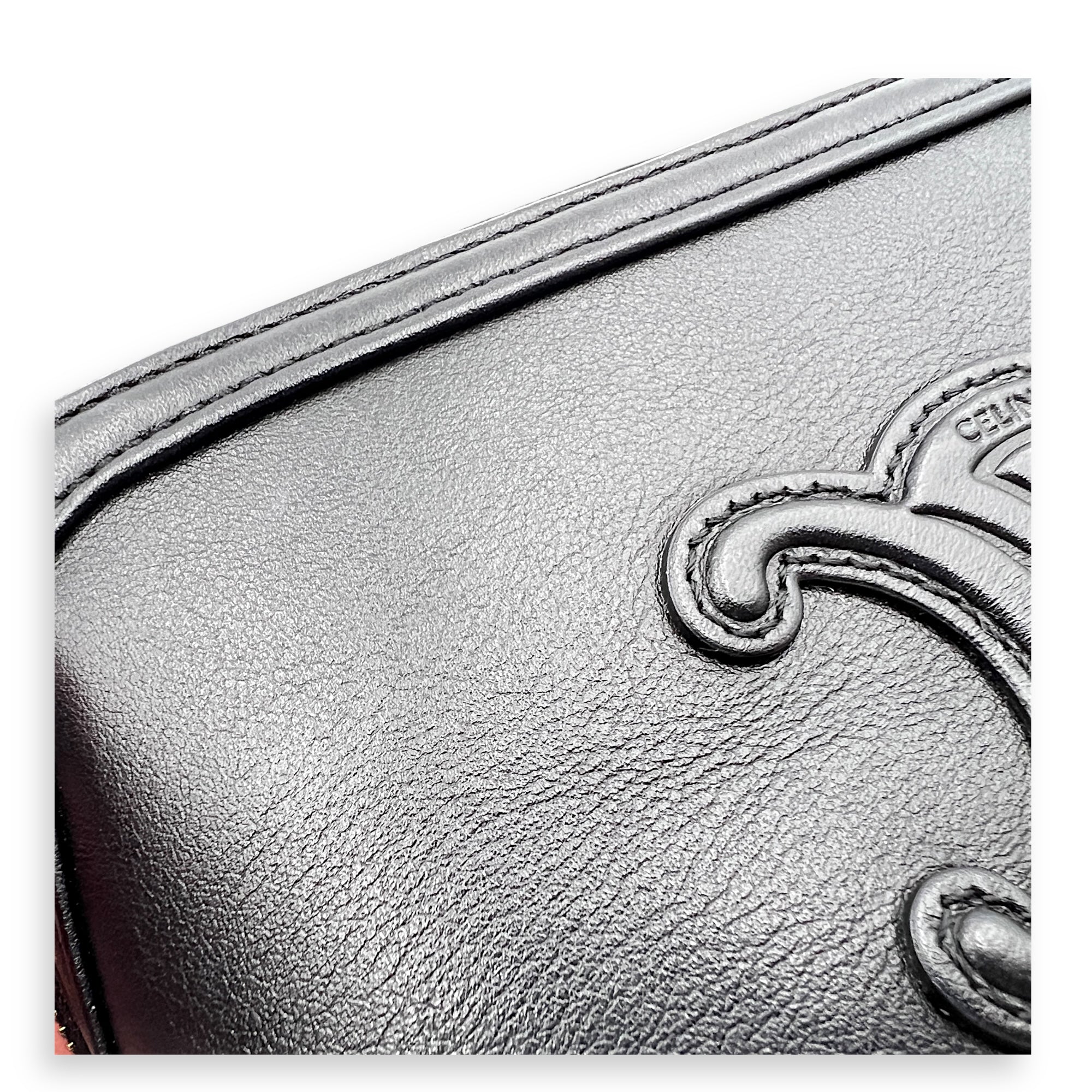 Triomphe Crossbody Bag Black in Calfskin, Gold hardware