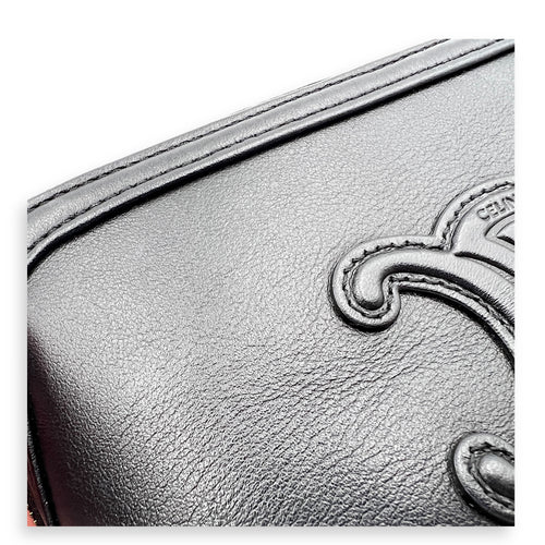 Triomphe Crossbody Bag Black in Calfskin, Gold hardware