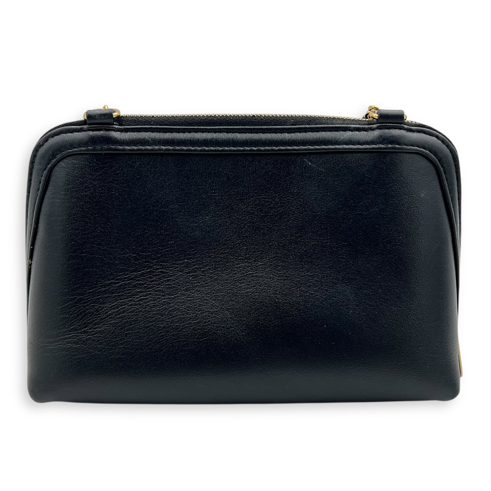 Triomphe Crossbody Bag Black in Calfskin, Gold hardware