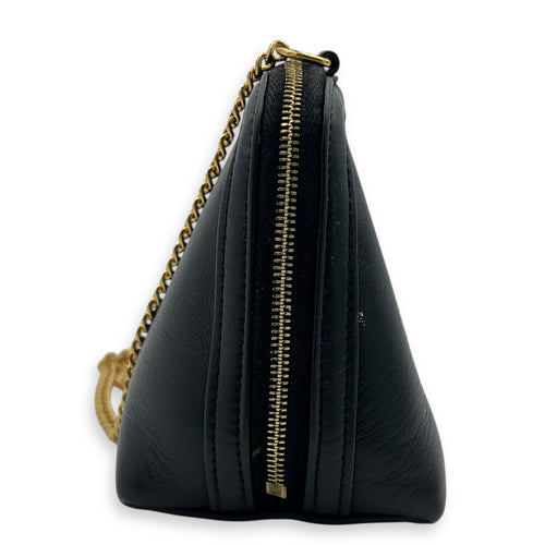 Triomphe Crossbody Bag Black in Calfskin, Gold hardware