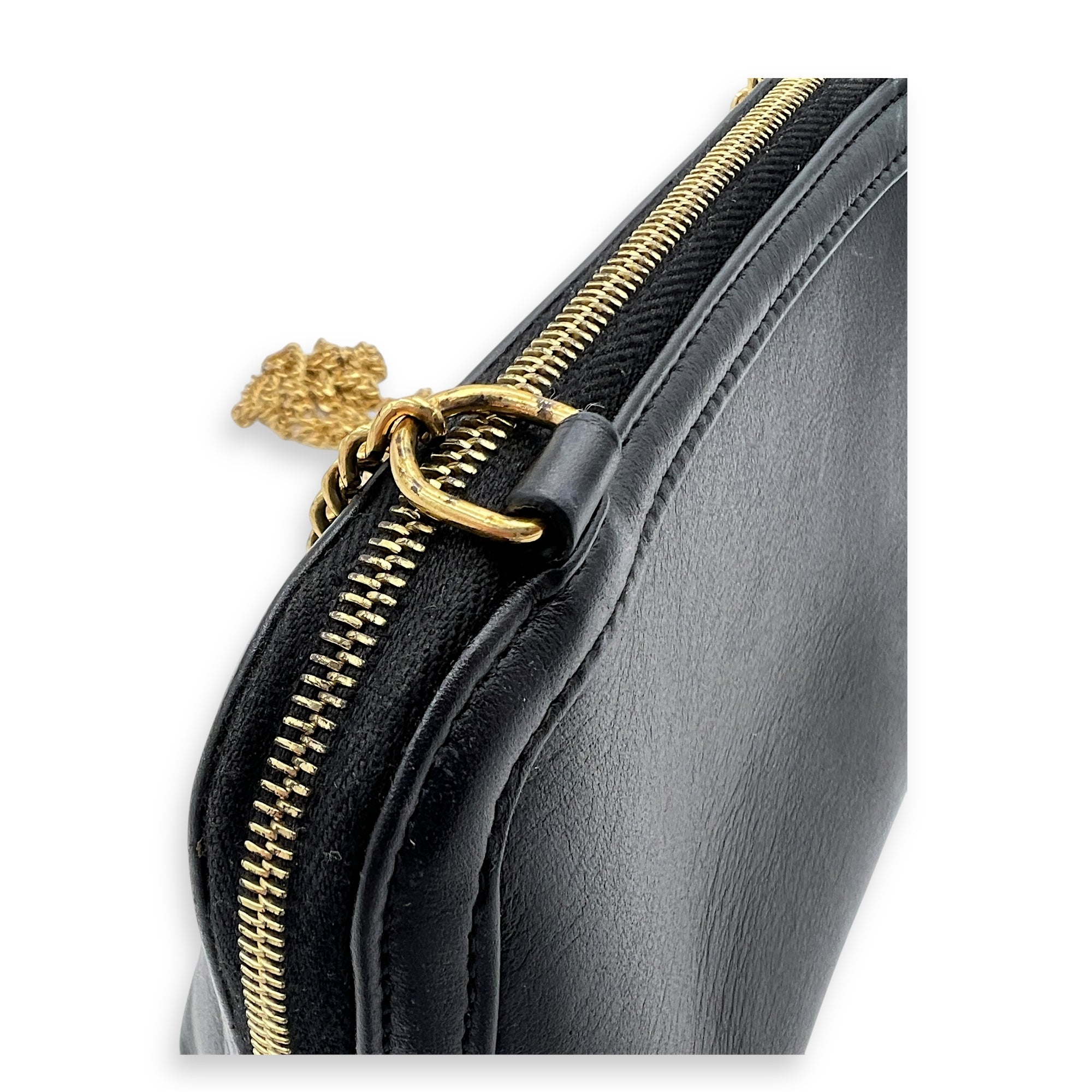 Triomphe Crossbody Bag Black in Calfskin, Gold hardware