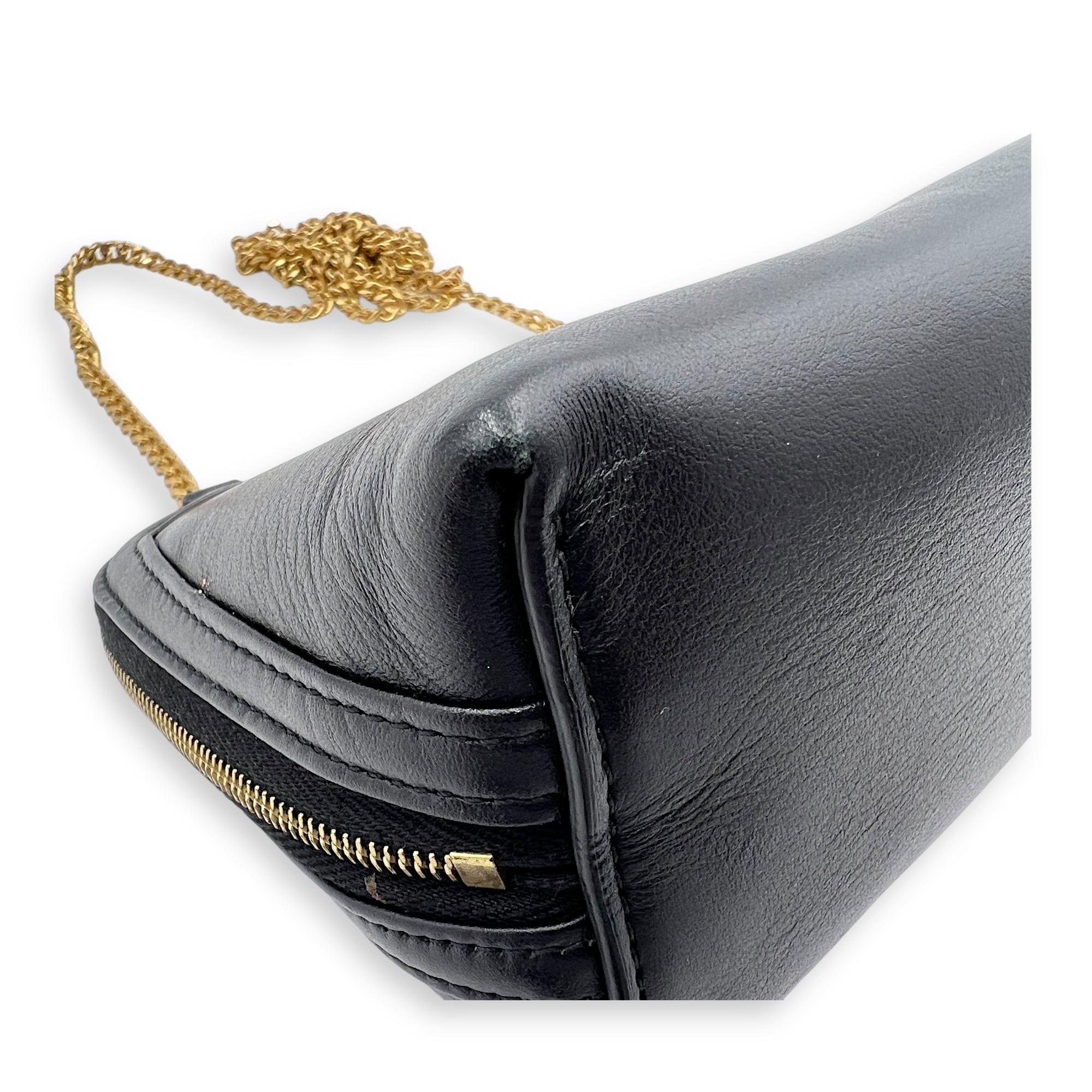 Triomphe Crossbody Bag Black in Calfskin, Gold hardware