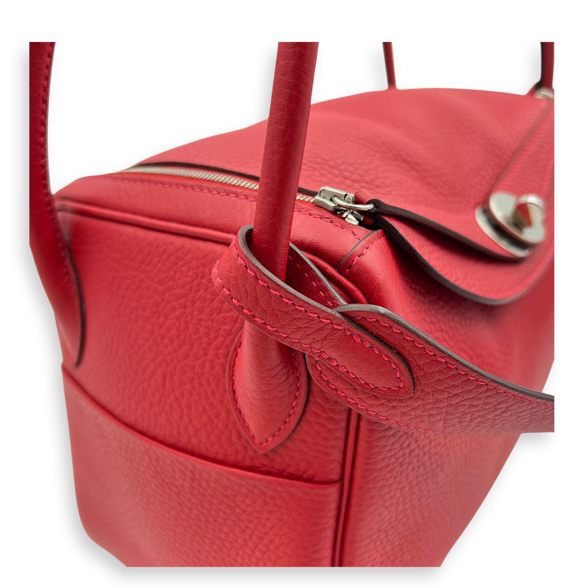 Lindy Red in Clemence, Silver hardware