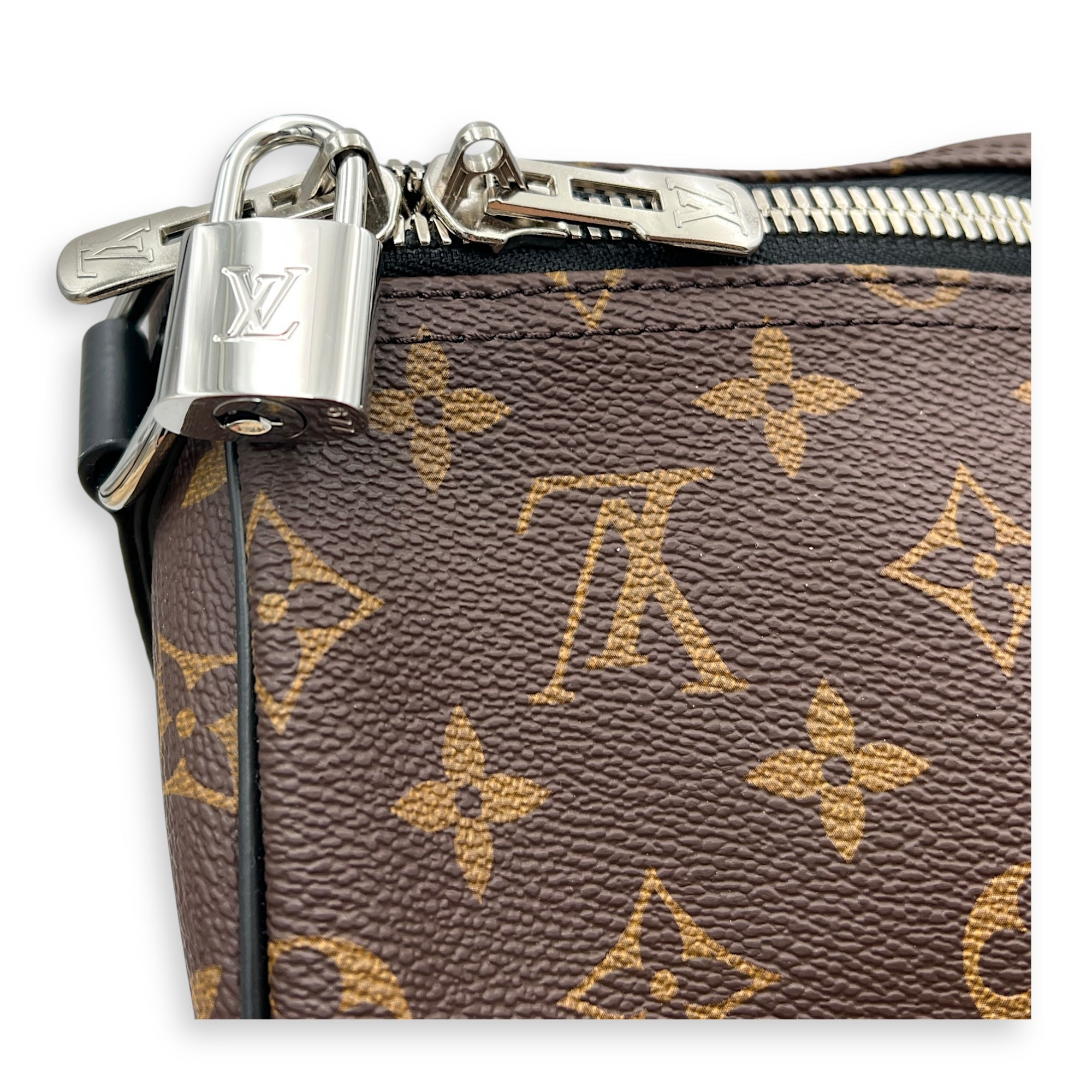 Keepall Duffle Bag 55 Black in Monogram Coated Canvas, Silver hardware