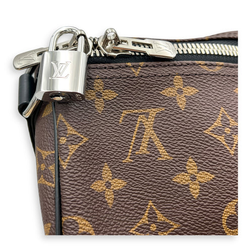 Keepall Duffle Bag 55 Black in Monogram Coated Canvas, Silver hardware