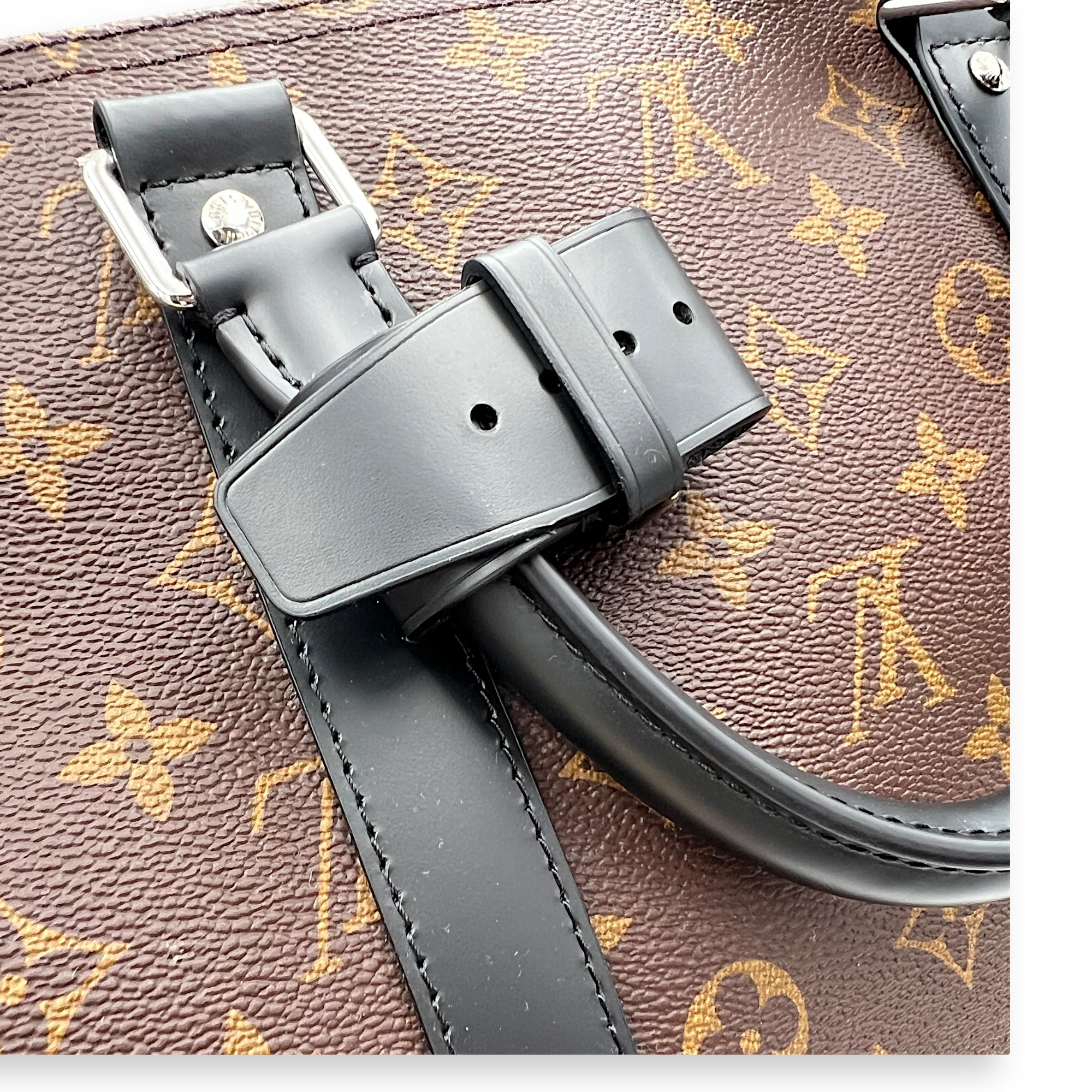 Keepall Duffle Bag 55 Black in Monogram Coated Canvas, Silver hardware