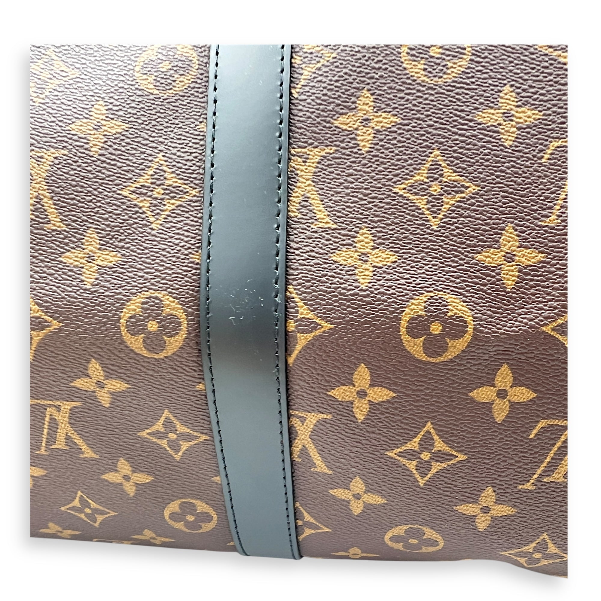 Keepall Duffle Bag 55 Black in Monogram Coated Canvas, Silver hardware