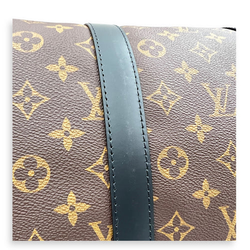 Keepall Duffle Bag 55 Black in Monogram Coated Canvas, Silver hardware