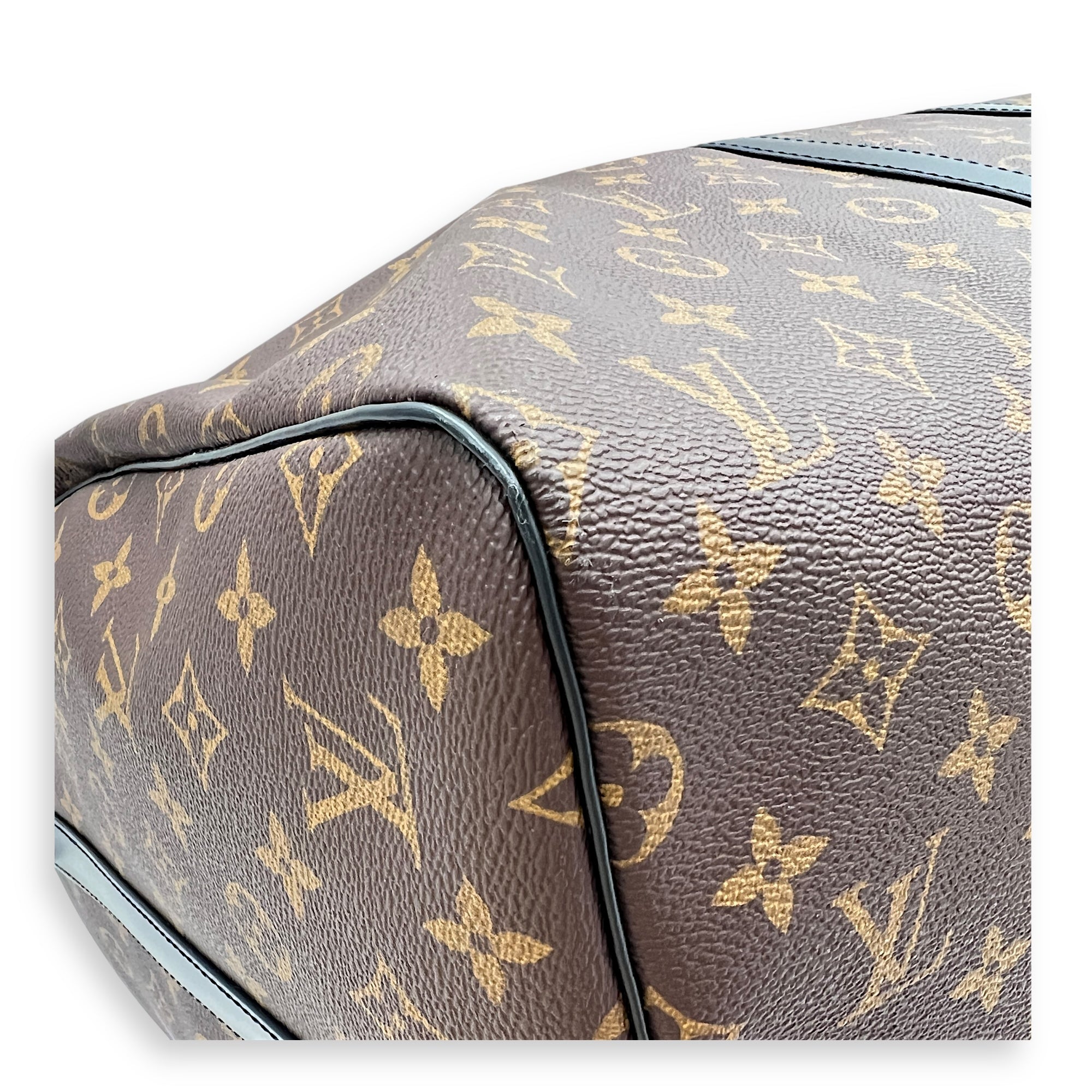 Keepall Duffle Bag 55 Black in Monogram Coated Canvas, Silver hardware