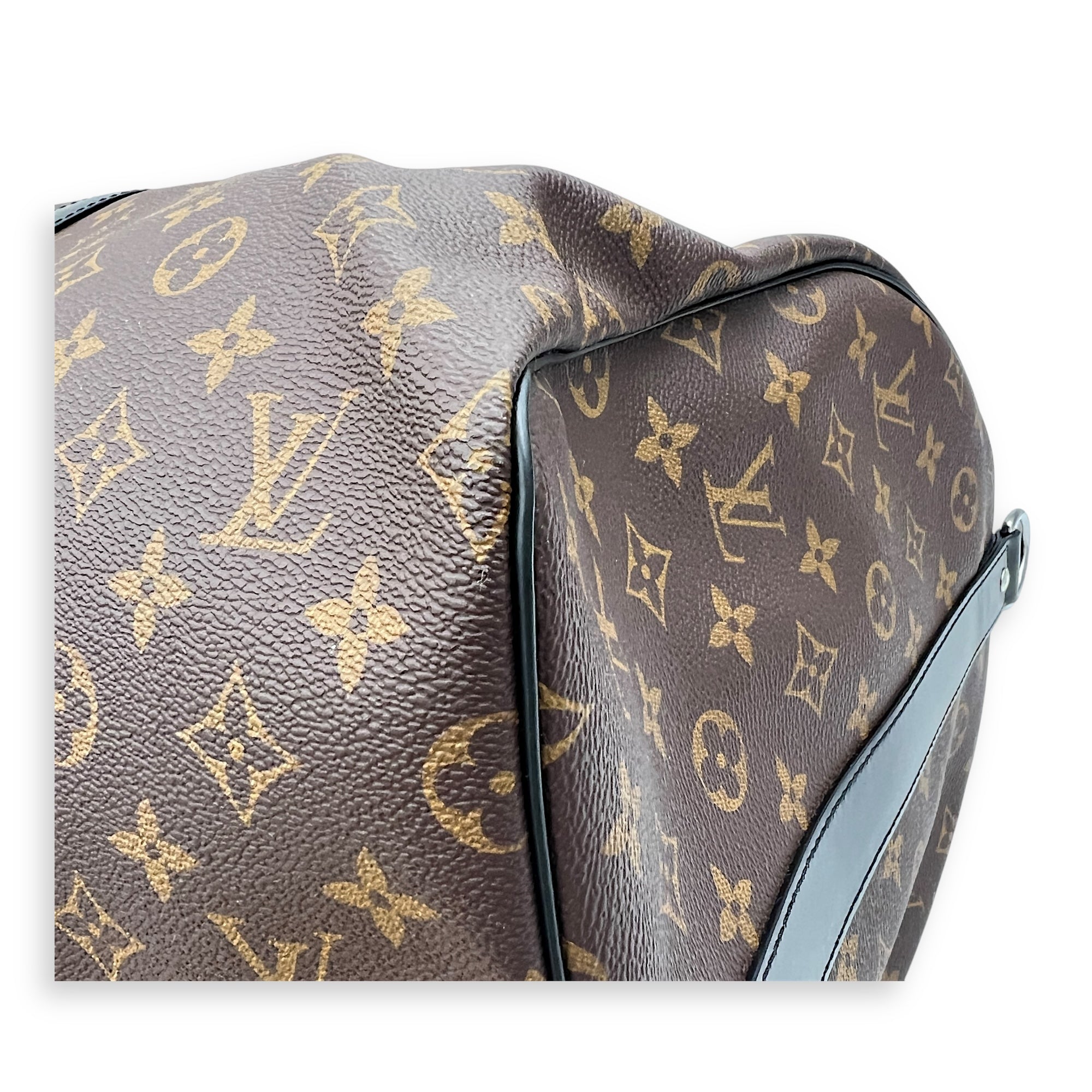 Keepall Duffle Bag 55 Black in Monogram Coated Canvas, Silver hardware