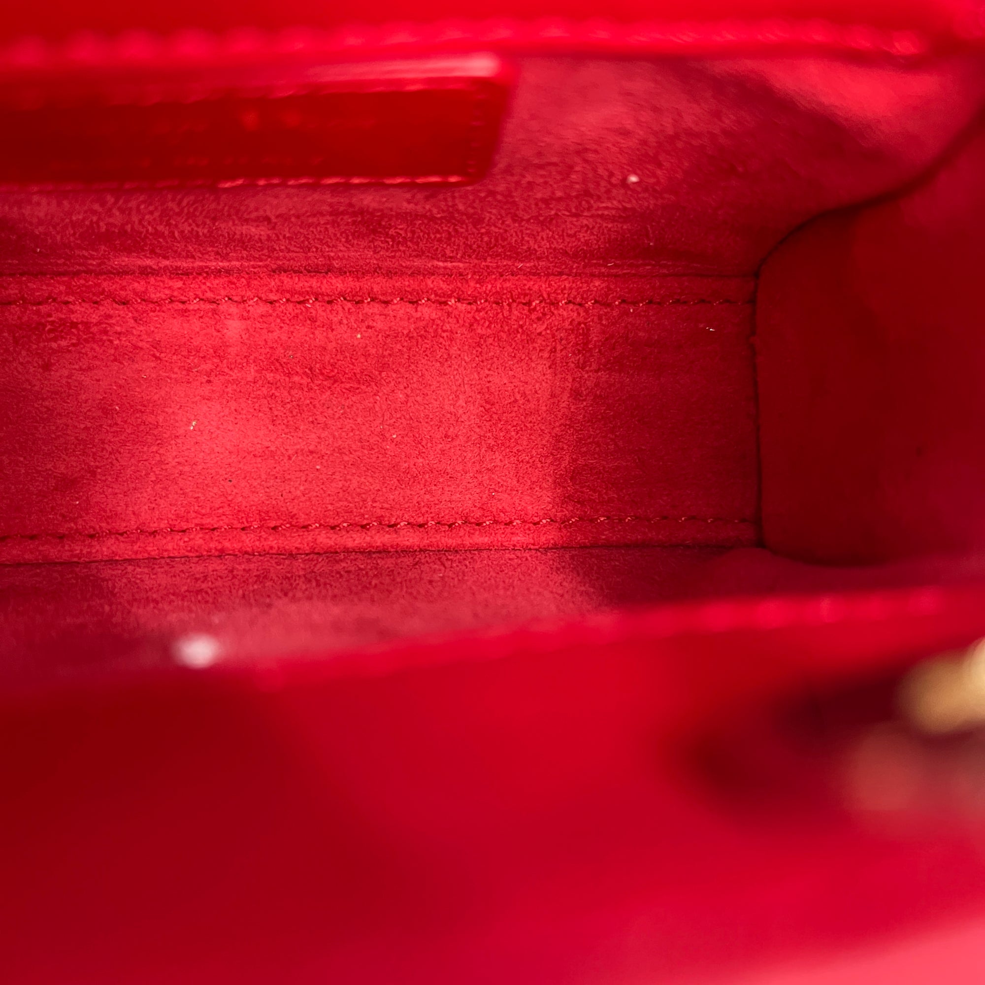 Lady Dior Top Handle Bag Nano Red in Lambskin, Gold hardware