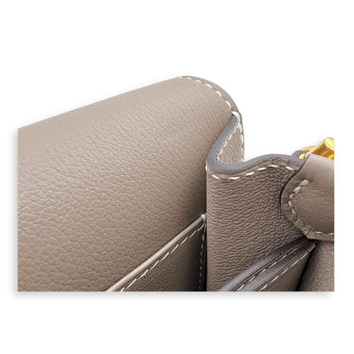 Roulis 23 Etoupe Crossbody Bag in Calfskin, Gold hardware