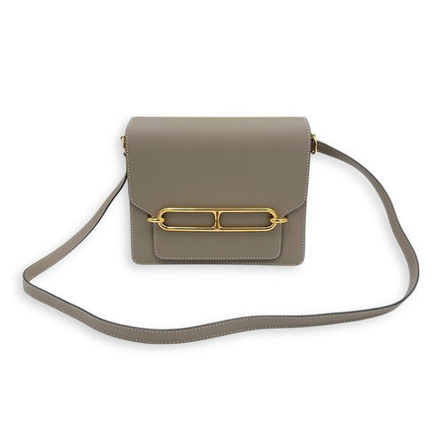 Roulis 23 Etoupe Crossbody Bag in Calfskin, Gold hardware