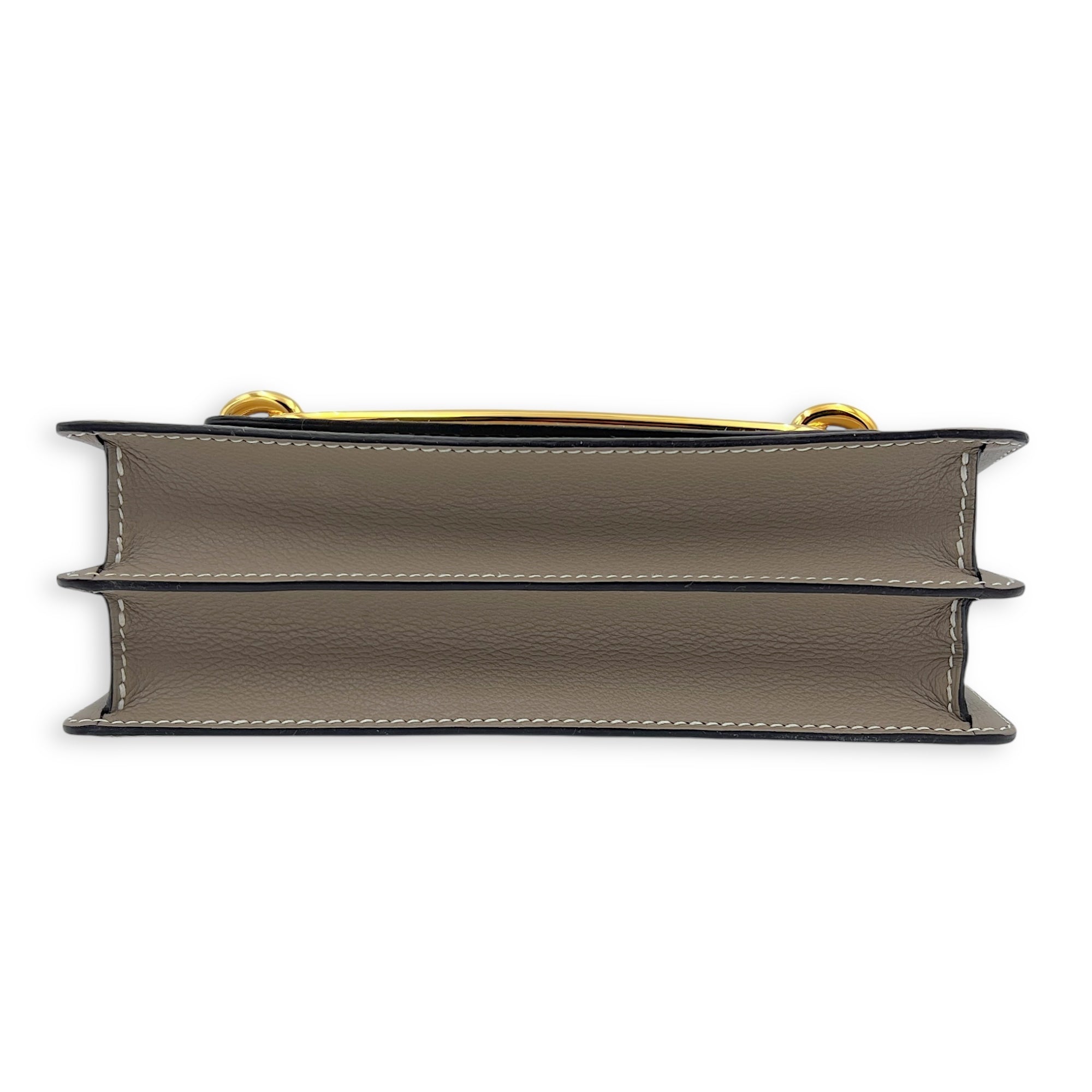 Roulis 23 Etoupe Crossbody Bag in Calfskin, Gold hardware