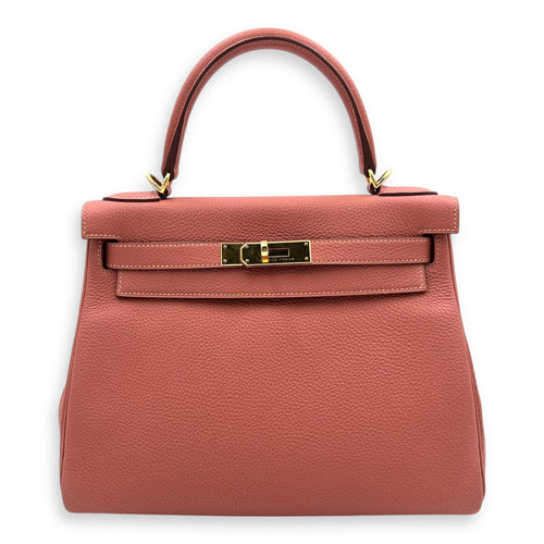 Kelly 28 Rose Tea in Clemence, Gold hardware