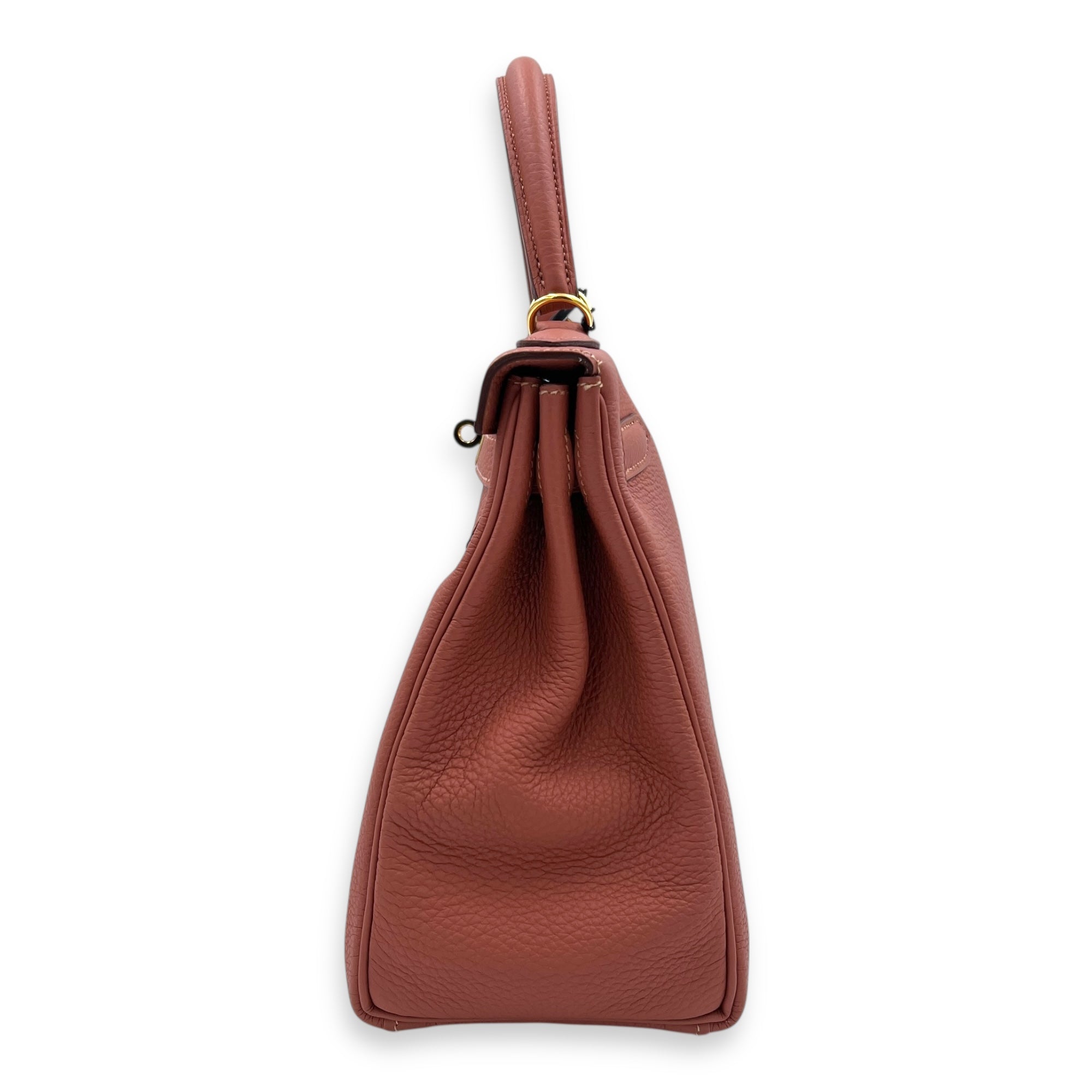 Kelly 28 Rose Tea in Clemence, Gold hardware