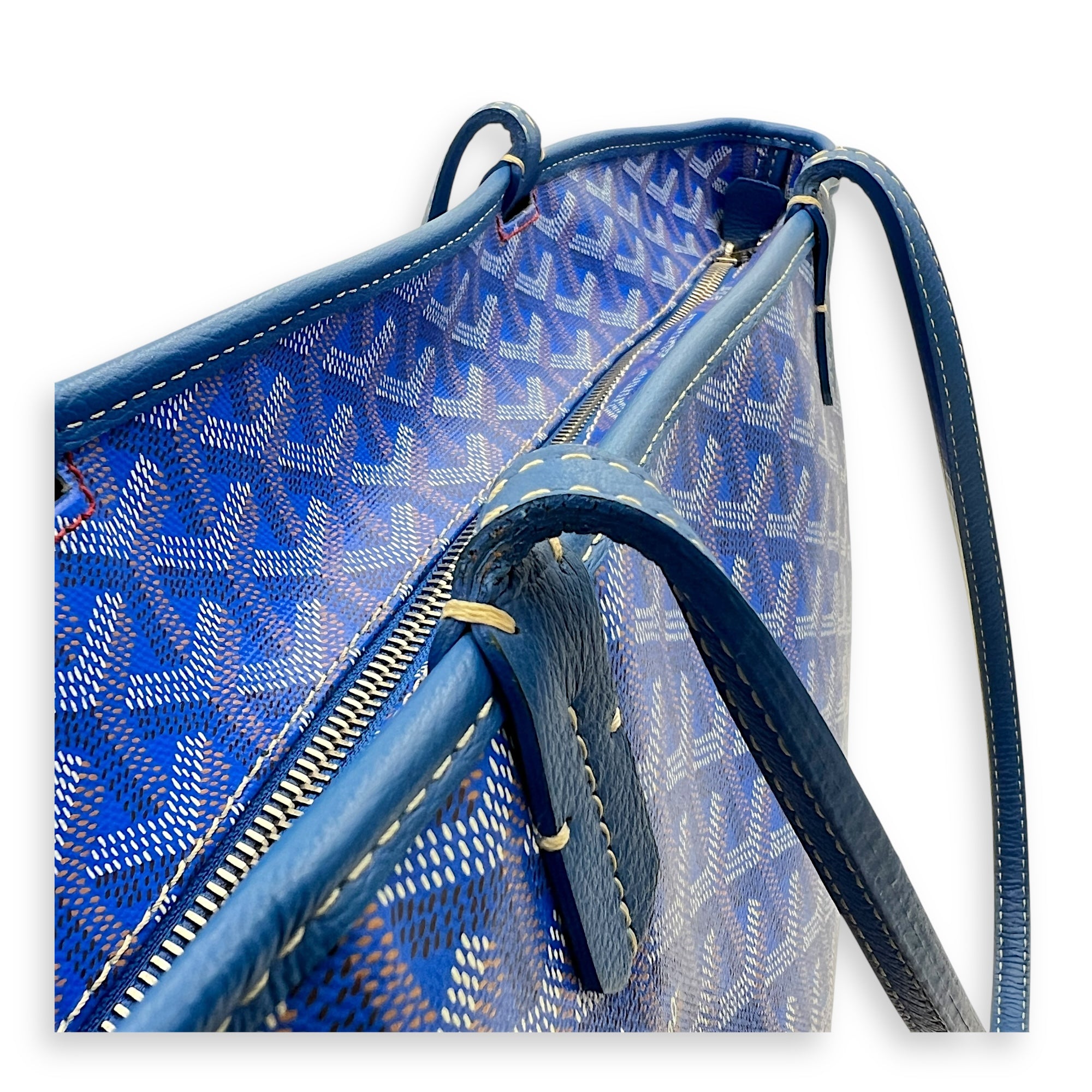 Artois MM (with Initials) Blue in Coated Canvas, Silver hardware