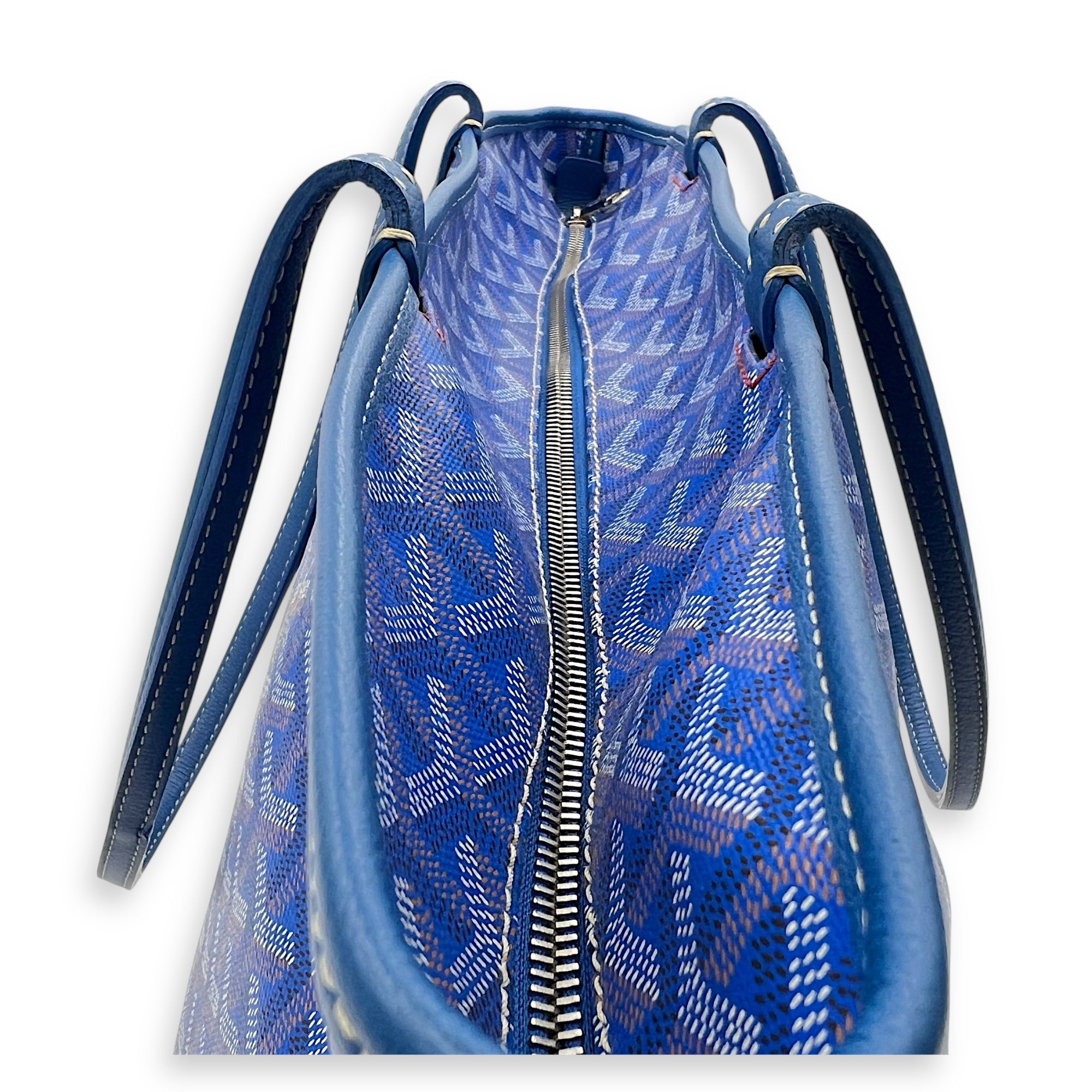 Artois MM (with Initials) Blue in Coated Canvas, Silver hardware