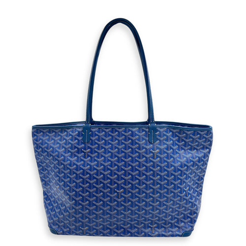 Artois MM (with Initials) Blue in Coated Canvas, Silver hardware