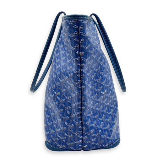 Artois MM (with Initials) Blue in Coated Canvas, Silver hardware