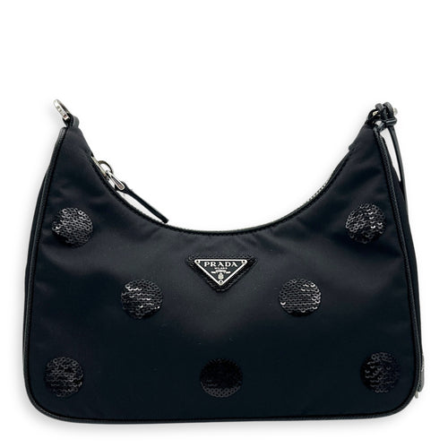 Re-Edition 2005 Crossbody Bag Black in Re-Nylon, Silver hardware