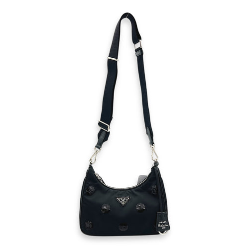 Re-Edition 2005 Crossbody Bag Black in Re-Nylon, Silver hardware