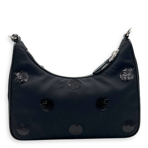 Re-Edition 2005 Crossbody Bag Black in Re-Nylon, Silver hardware