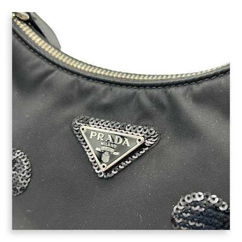 Re-Edition 2005 Crossbody Bag Black in Re-Nylon, Silver hardware