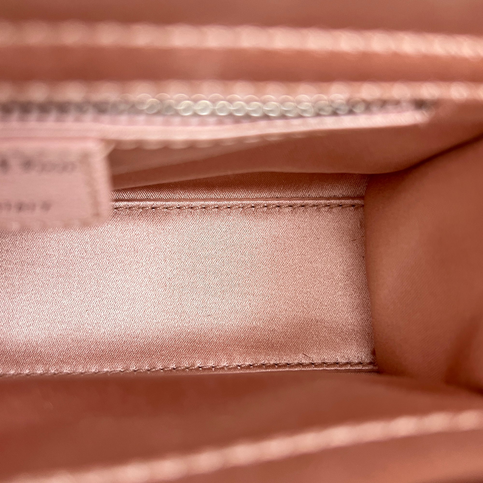 Lady Dior Top Handle Bag Mini Pink in Satin, Silver hardware