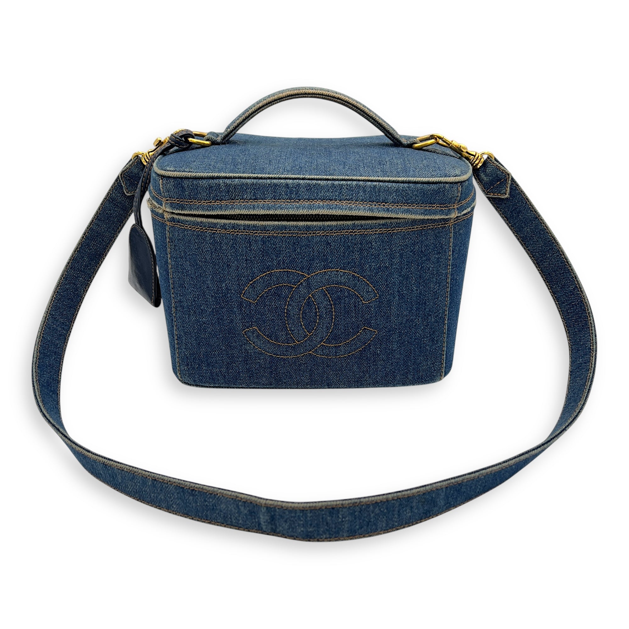 CC Vintage Vanity Bag Blue in Denim, Gold hardware
