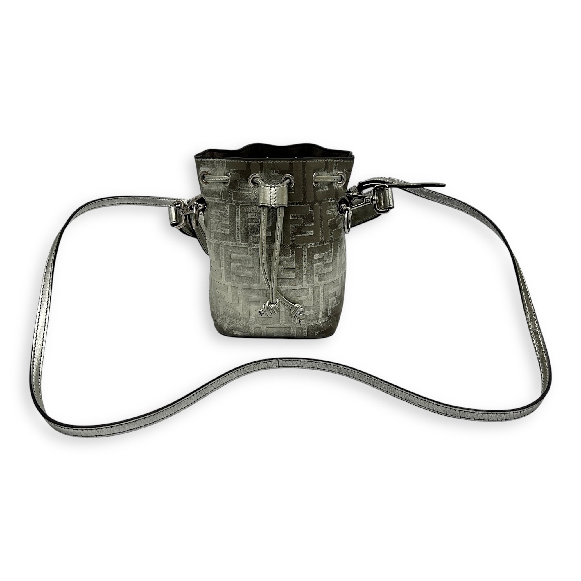 Mon Tresor Bucket Bag Silver in Calfskin, Silver hardware