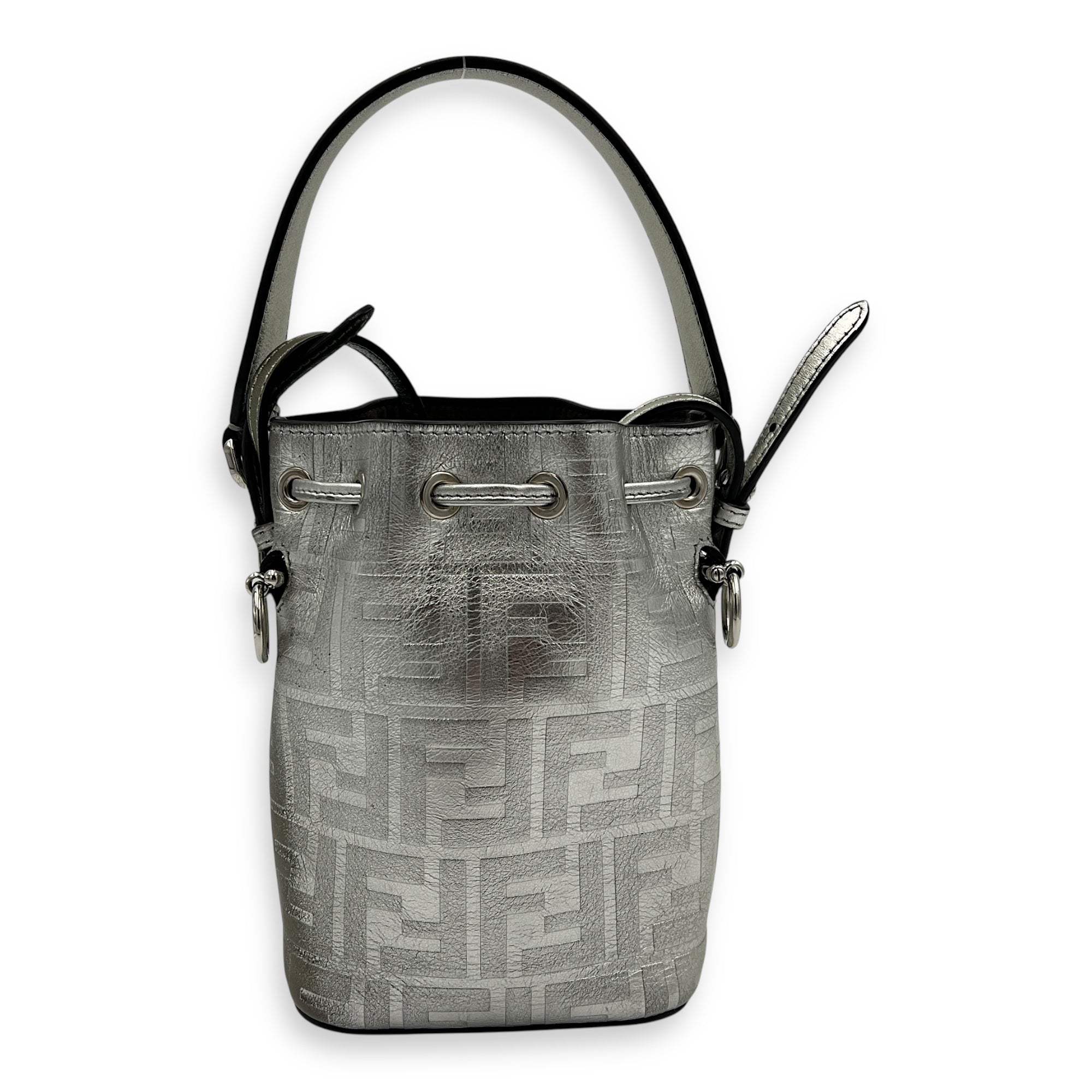 Mon Tresor Bucket Bag Silver in Calfskin, Silver hardware