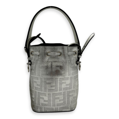 Mon Tresor Bucket Bag Silver in Calfskin, Silver hardware