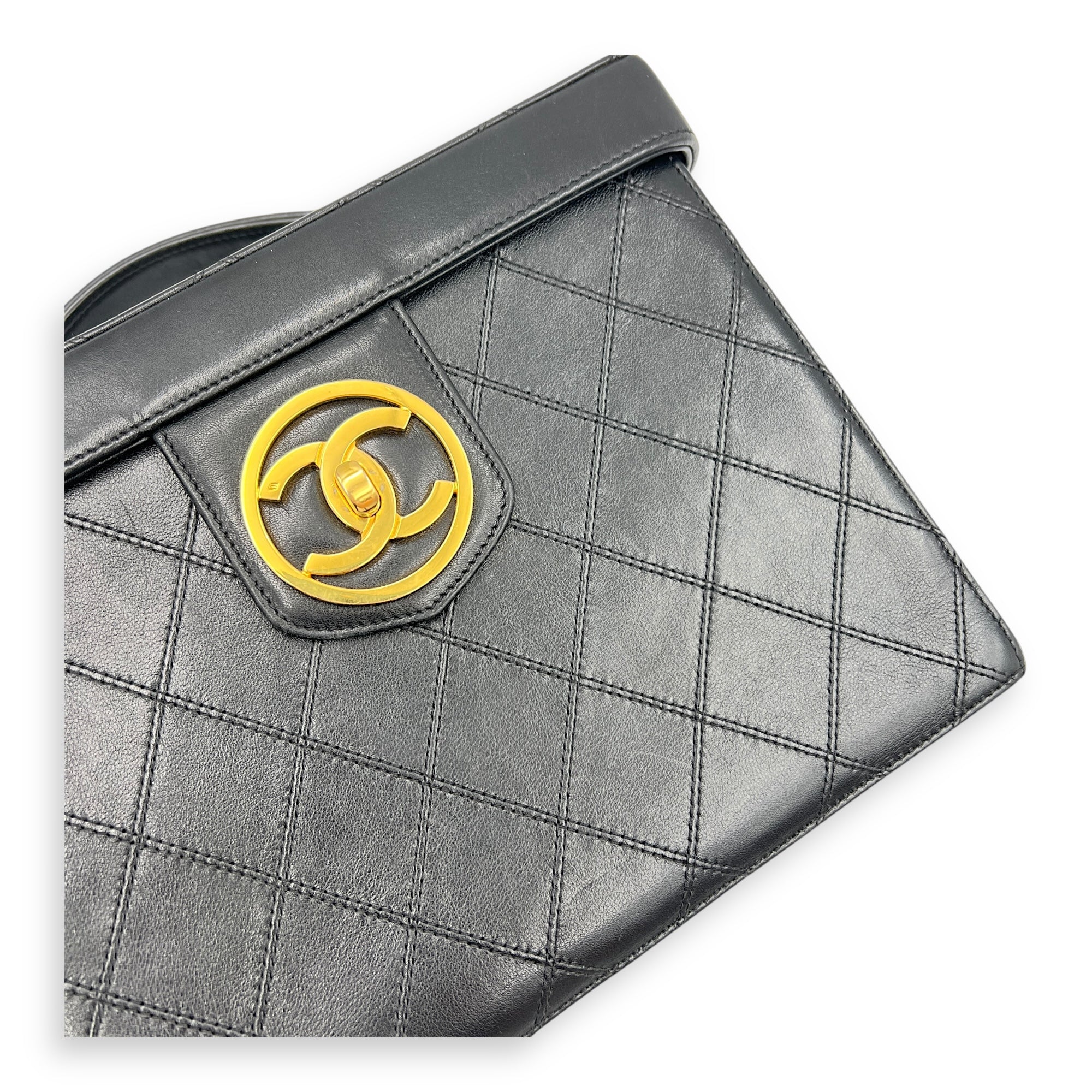 Vintage CC Vanity Bag Black in Calfskin, Gold hardware