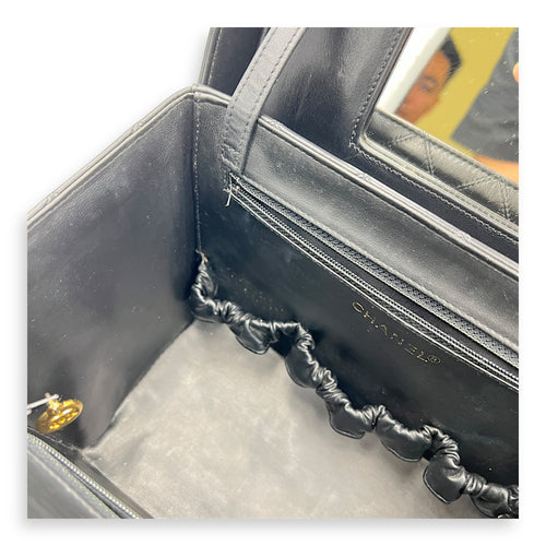 Vintage CC Vanity Bag Black in Calfskin, Gold hardware