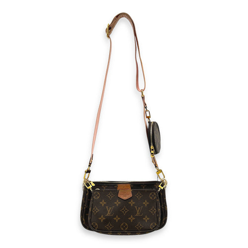 Multi-Pochette Accessoires Crossbody Bag Brown in Monogram Coated Canvas, Gold hardware