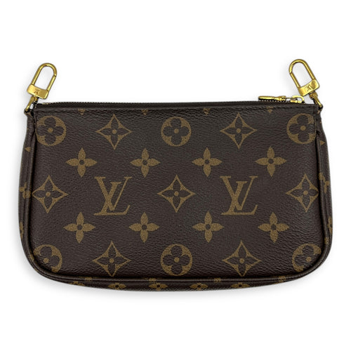 Multi-Pochette Accessoires Crossbody Bag Brown in Monogram Coated Canvas, Gold hardware