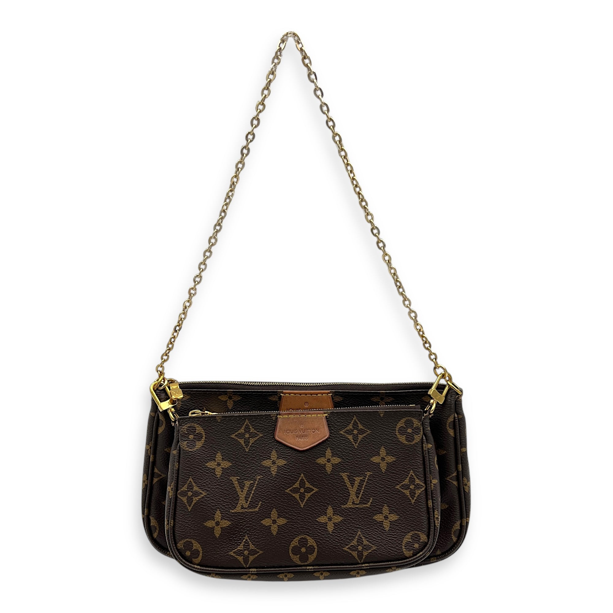 Multi-Pochette Accessoires Crossbody Bag Brown in Monogram Coated Canvas, Gold hardware
