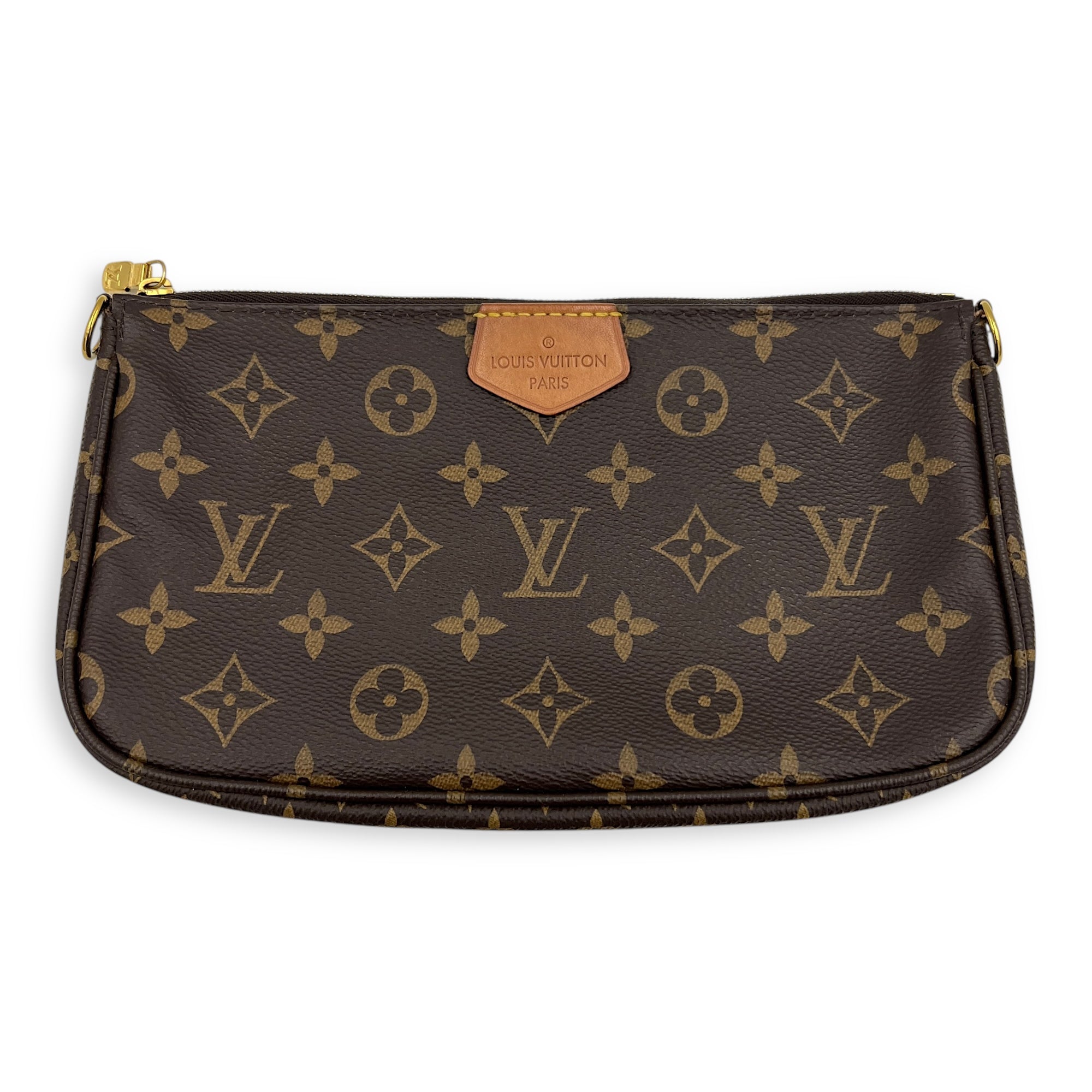 Multi-Pochette Accessoires Crossbody Bag Brown in Monogram Coated Canvas, Gold hardware