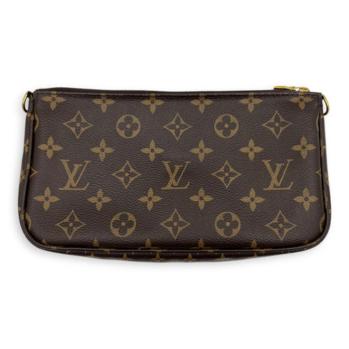 Multi-Pochette Accessoires Crossbody Bag Brown in Monogram Coated Canvas, Gold hardware