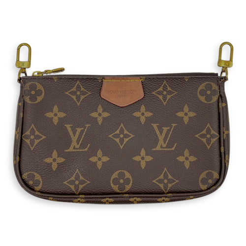 Multi-Pochette Accessoires Crossbody Bag Brown in Monogram Coated Canvas, Gold hardware