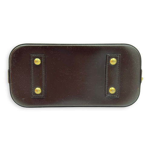 Alma Top Handle Bag Brown in Coated Canvas, Gold hardware