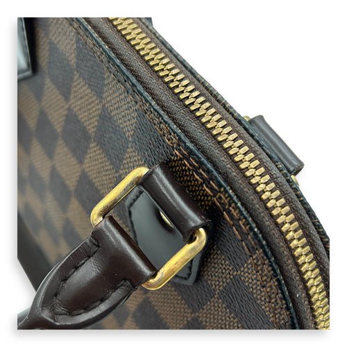 Alma Top Handle Bag Brown in Coated Canvas, Gold hardware